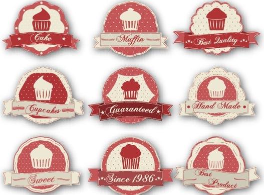 cake labels vintage style vector