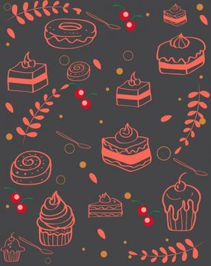 cakes background dark 3d handdrawn sketch
