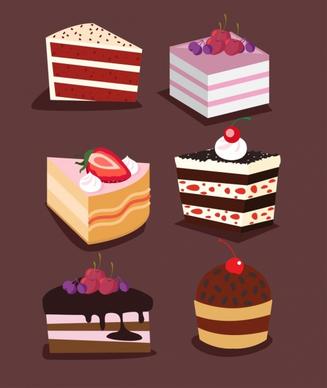 cakes icons collection 3d colored decor