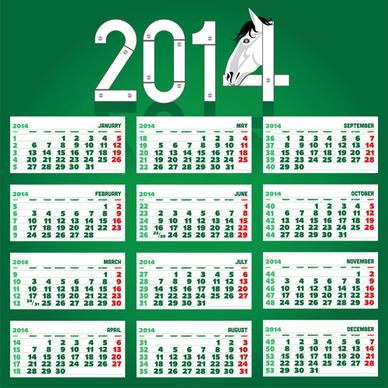 calendar14 horse design vector