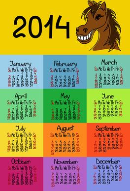 calendar14 horse year vector