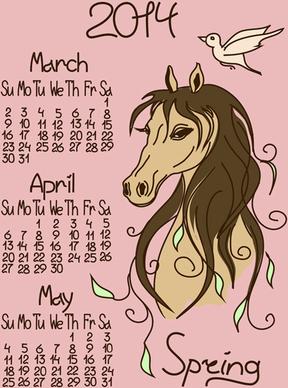 calendar14 horse year vector