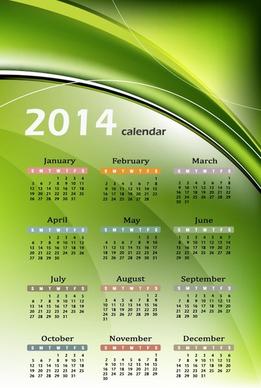 calendar14 with abstract green background vector graphic