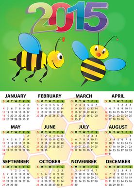 calendar15 with bee vector