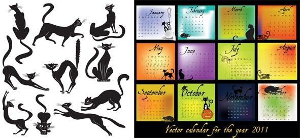 calendar 2011 black theme vector