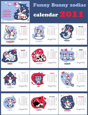 calendar 2011 year of the rabbit lovely vector