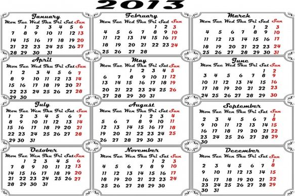 calendar 2013