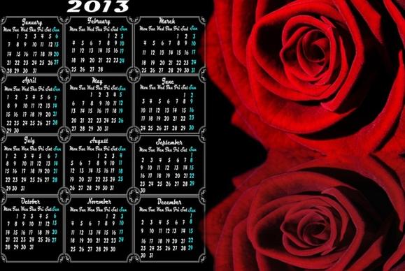 calendar 2013 and rose