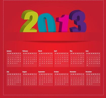 Calendar 2013 Design Vector