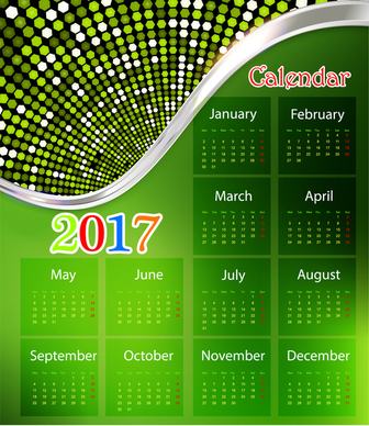 calendar 2017 design with green background modern style