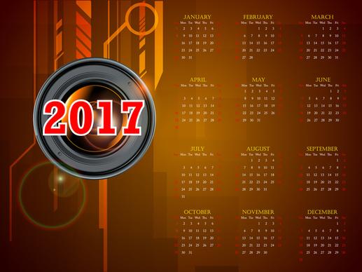 calendar 2017 templates camera len