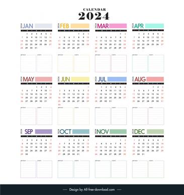 calendar 2024 template elegant plain frames layout
