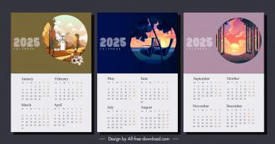 calendar 2025 templates collection elegant classic scenes