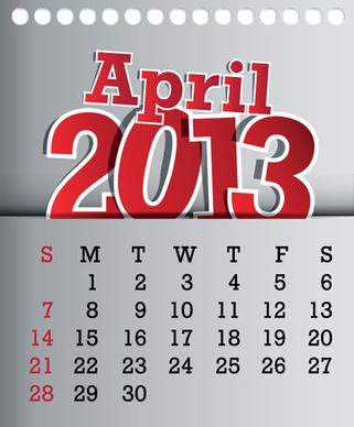 calendar april13 design vector graphic