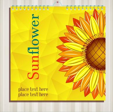 calendar cover template sunflower icon yellow decor
