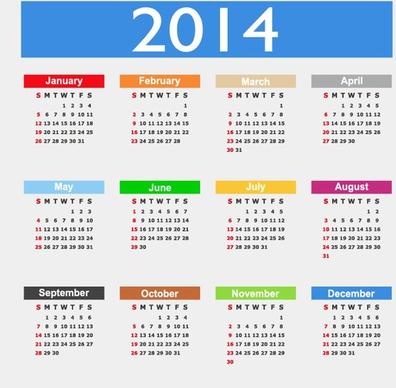 calendar design14 year vector graphic