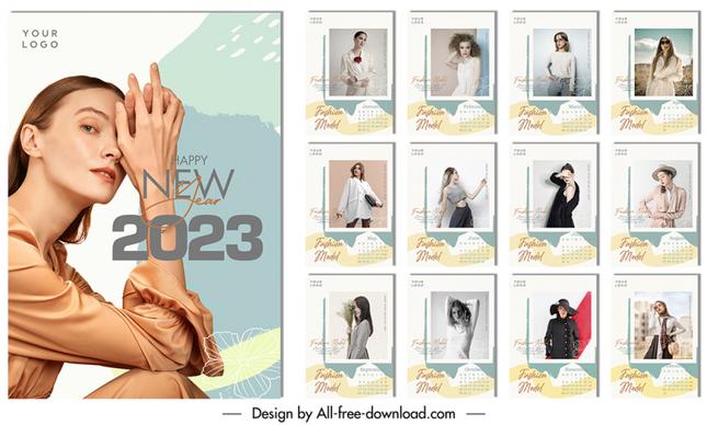 calendar fashion models 2023 templates modern realistic design 