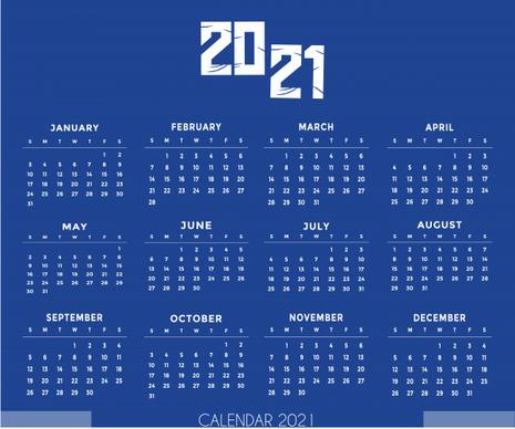 calendar for new year 2021