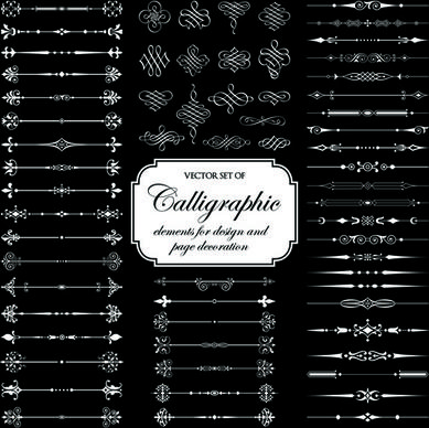 calligraphic and decoration elements vector set
