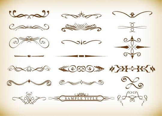 calligraphic decorative elements in vector format
