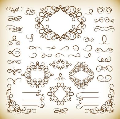calligraphic decorative elements vector graphics set