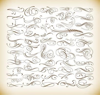 calligraphic elements vector set for your design