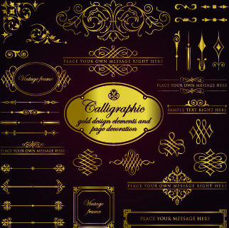 calligraphy gold design elements vector
