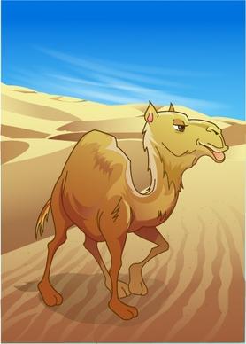 desert painting camel icon colored cartoon design