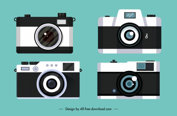 camera model icons modern flat sketch