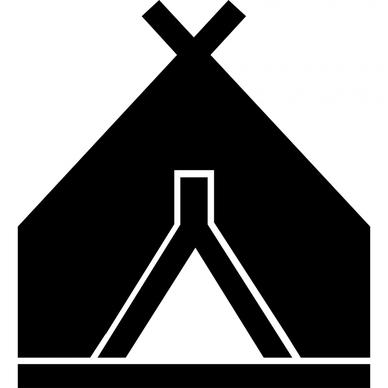 campground  sign icon flat black white geometric sketch