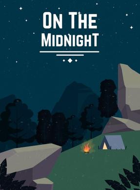 camping background tent rocky mountain night time icons