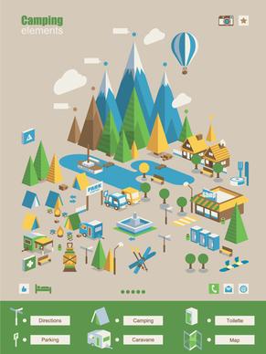 camping elements business template vector
