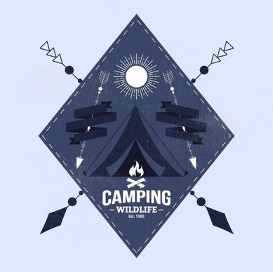 camping logotype tent arrow moon decor geometric design