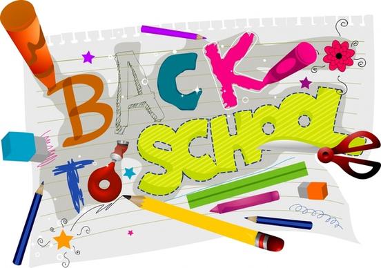back to school banner handdrawn texts education tools