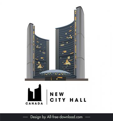 canada city advertising poster template new city hall architecture sketch 3d design 