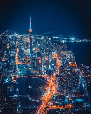 canada city scenery picture modern sparkling night time