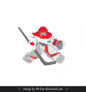 canada hockey athlete icon white red uniform flag sketch cartoon design 