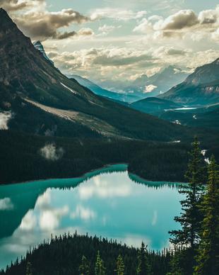 canada scenery picture elegant calm lake mountain valley
