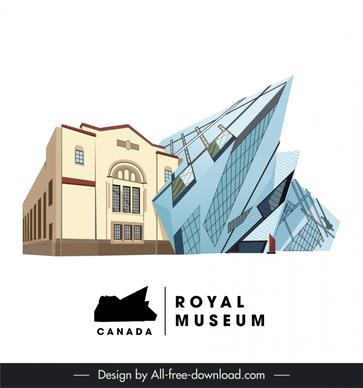 canada travel advertising banner template 3d modern classic royal museum sketch 