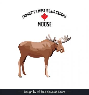 canadian animal moose icon flat classical cartoon sketch 