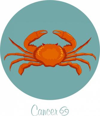 cancer zodiac sign icon colored crab decor