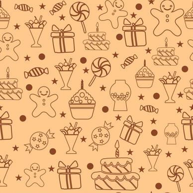 candies background flat icons design repeating ornament