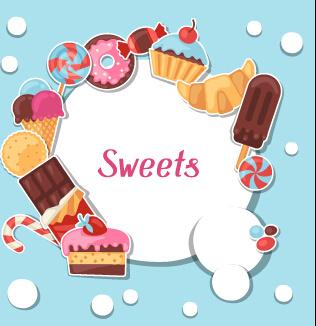 candy and sweets vector background set