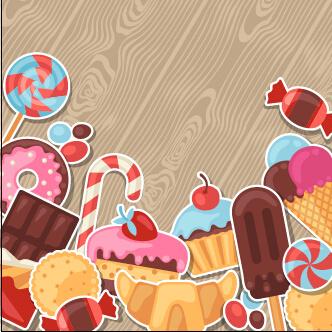 candy and sweets vector background set