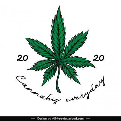 cannabis banner flat classical green handdrawn sketch