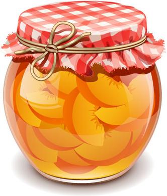 canned fruits in glass jars vector
