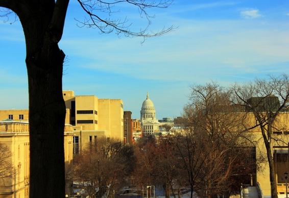 capitol in winter in madison wisconsin