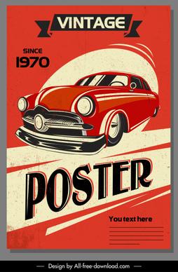 car advertising poster colored vintage design