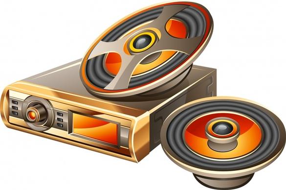 audio appliances icons modern 3d sketch