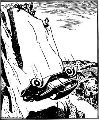 Car Flip Over The Cliff clip art